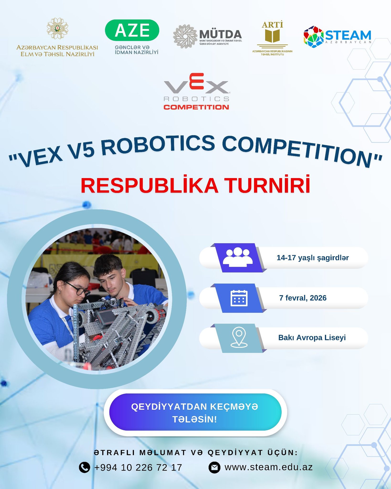 "VEX V5 Robotics Competition" yarışının respublika turniri keçiriləcək